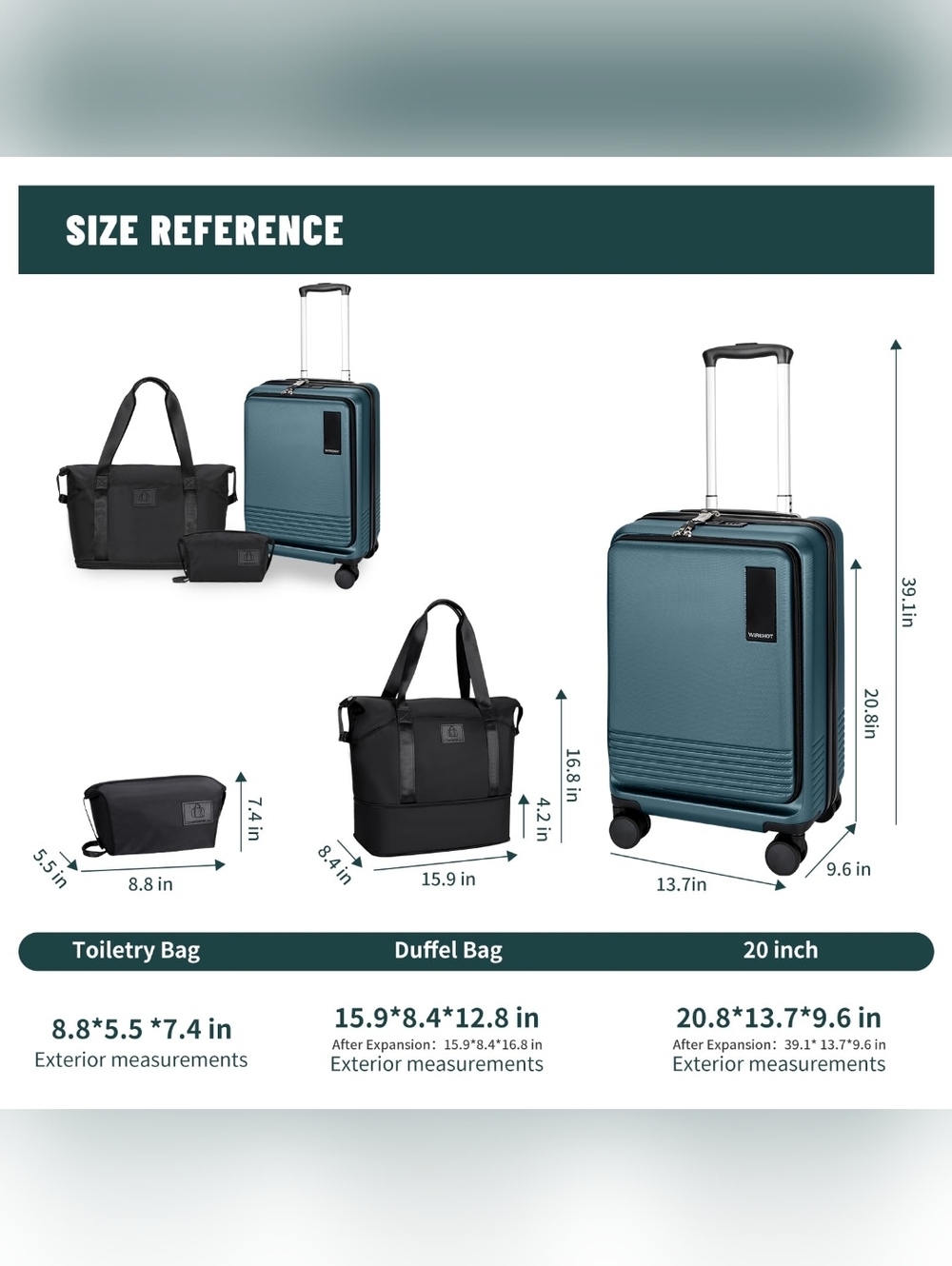 Wirehot 3 Piece Luggage Set with TSA Lock - Picture 7 of 13